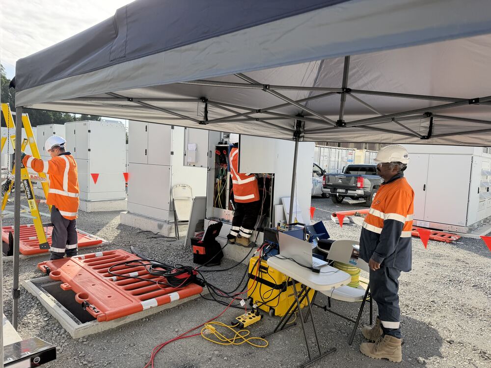 On-site test setup at a battery energy storage site